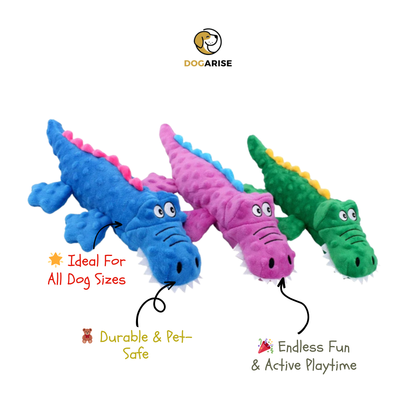 Croco Plush: Crinkly-Legged, Squeaky Crocodile Toy for Dogs