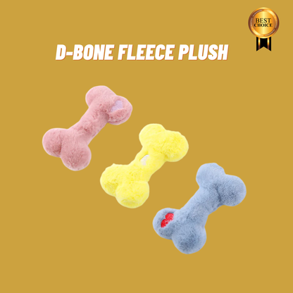 D-Bone Fleece Plush: Soft, Squeaky Bone Toy with Fleece Exterior For Dogs