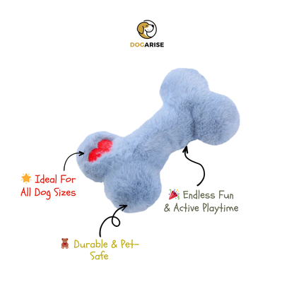 D-Bone Fleece Plush: Soft, Squeaky Bone Toy with Fleece Exterior For Dogs