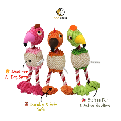 Parrot Plush: Colorful Squeaky Parrot Dog Toy with Rope Legs