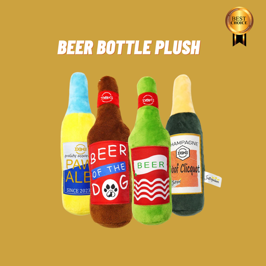 Beer Bottle Plush: Squeaky Fun Parody Toy for Playful Pups