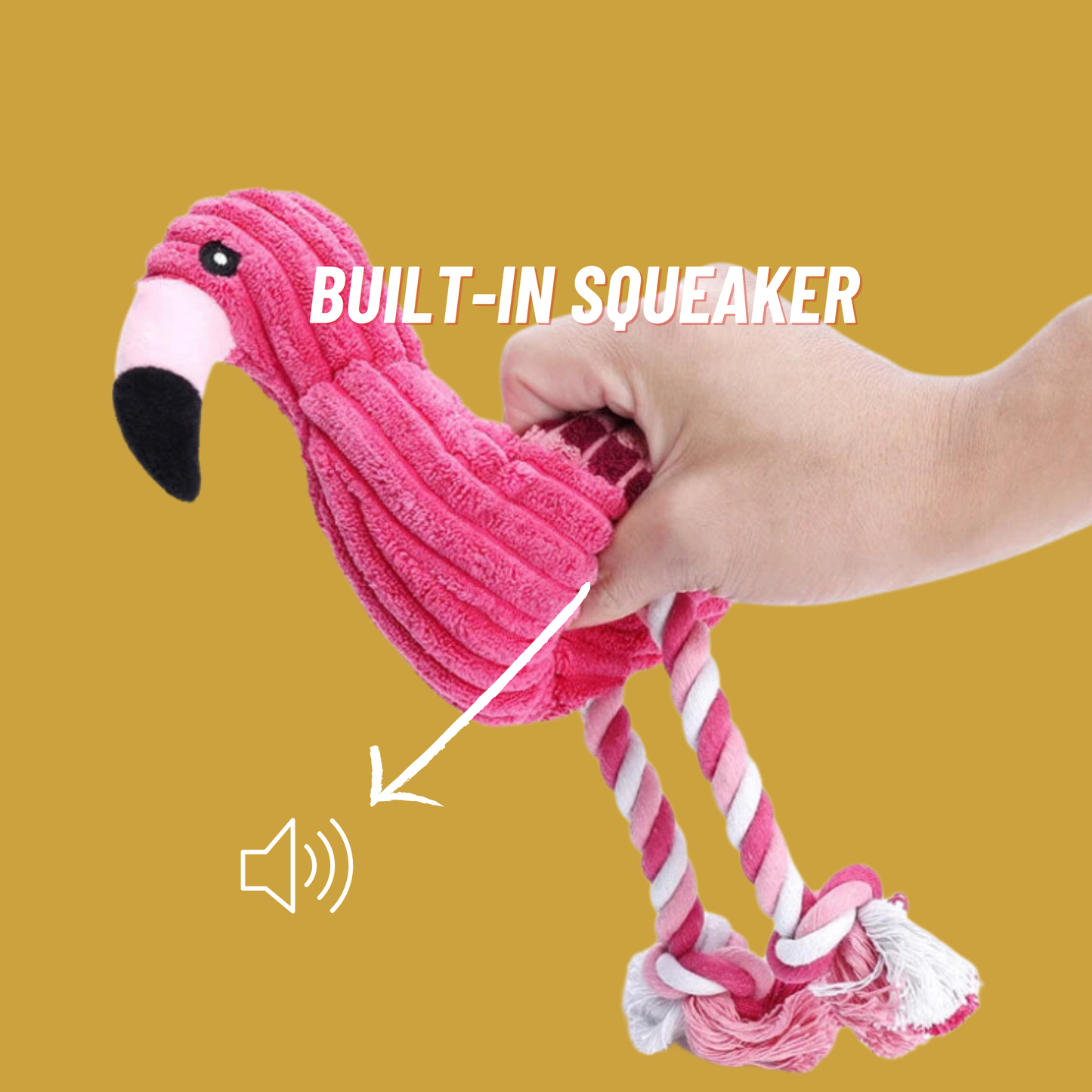 Flamingo Plush with Built-In Squeaker