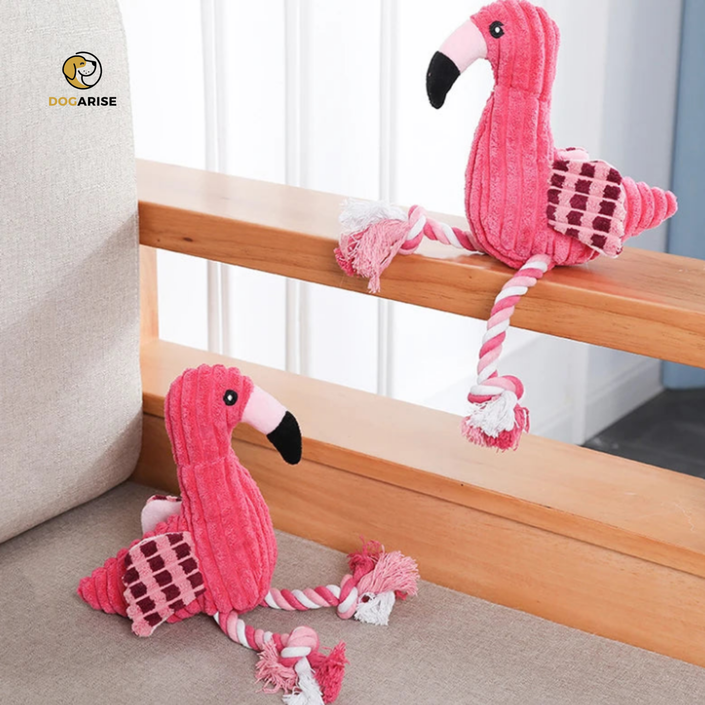 Flamingo Plush with Built-In Squeaker