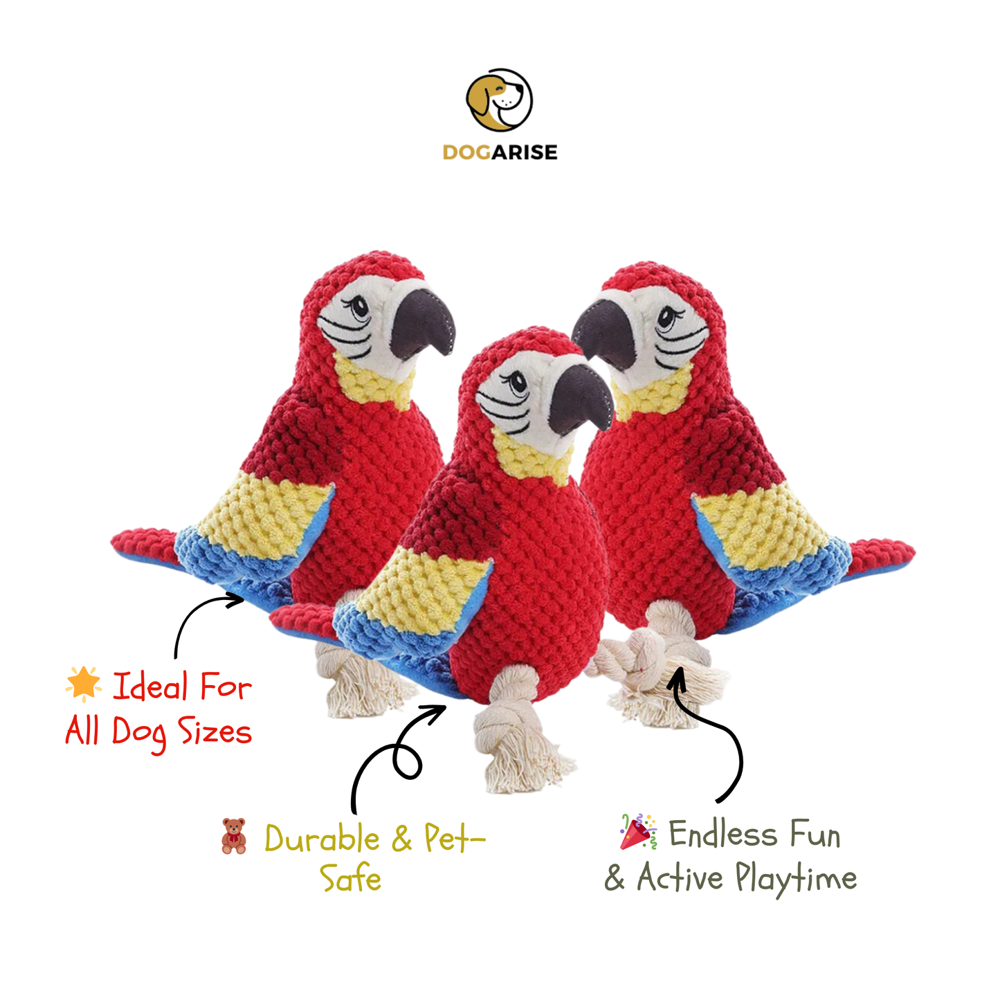 The Scarlet Squawk: The Red Parrot Inspired Squeaky Toy For Dogs