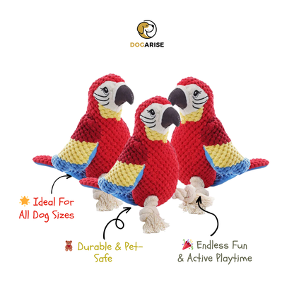 The Scarlet Squawk: The Red Parrot Inspired Squeaky Toy For Dogs