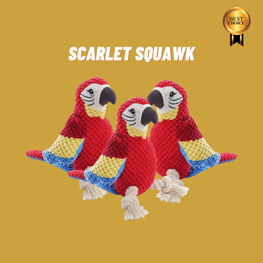 The Scarlet Squawk: The Red Parrot Inspired Squeaky Toy For Dogs