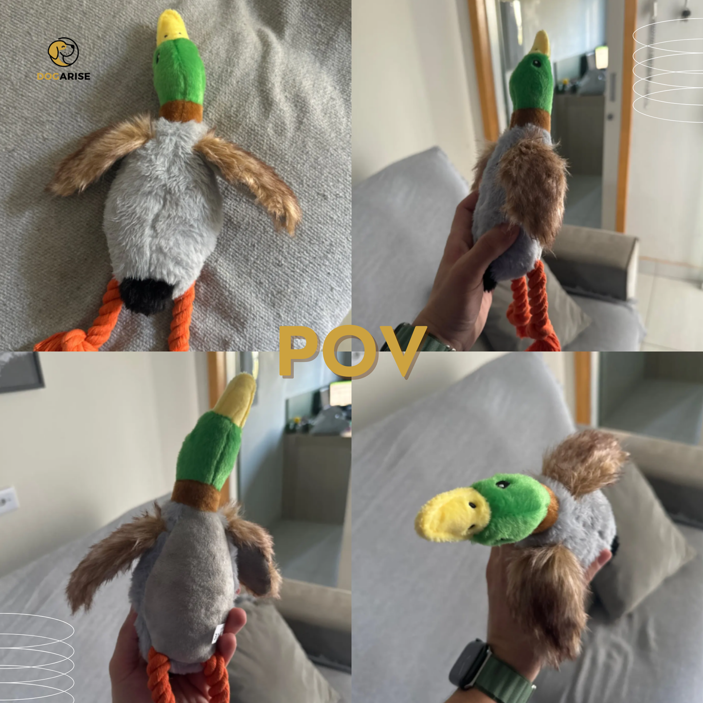 Ducky Quacky Plush: Squeaky Corduroy Duck with Rope Legs