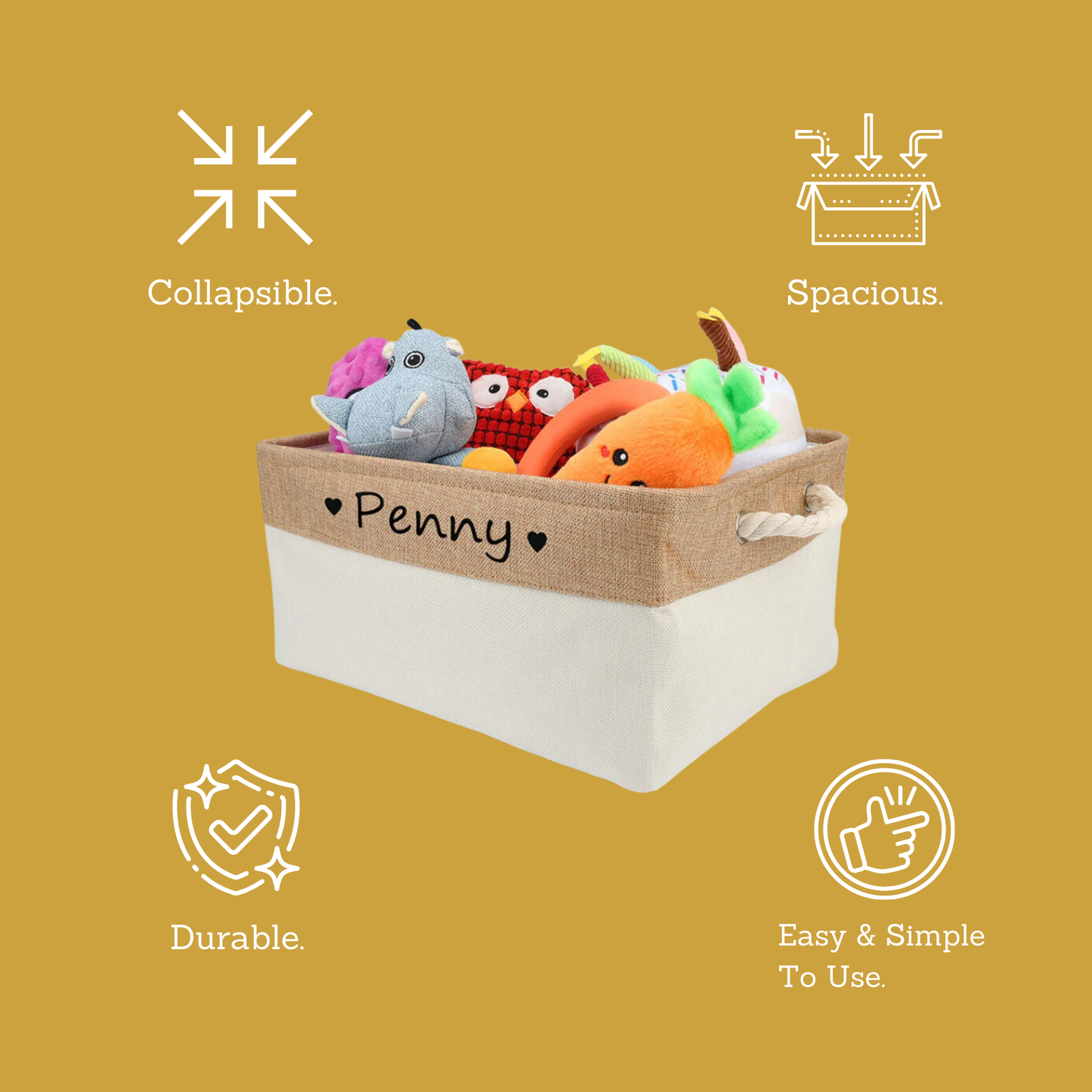 Paws & Playtime Custom NAME Toy Trunk - The Ultimate Bin For Storing Your Dog's Toys