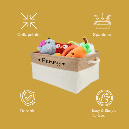 Paws & Playtime Custom NAME Toy Trunk - The Ultimate Bin For Storing Your Dog's Toys