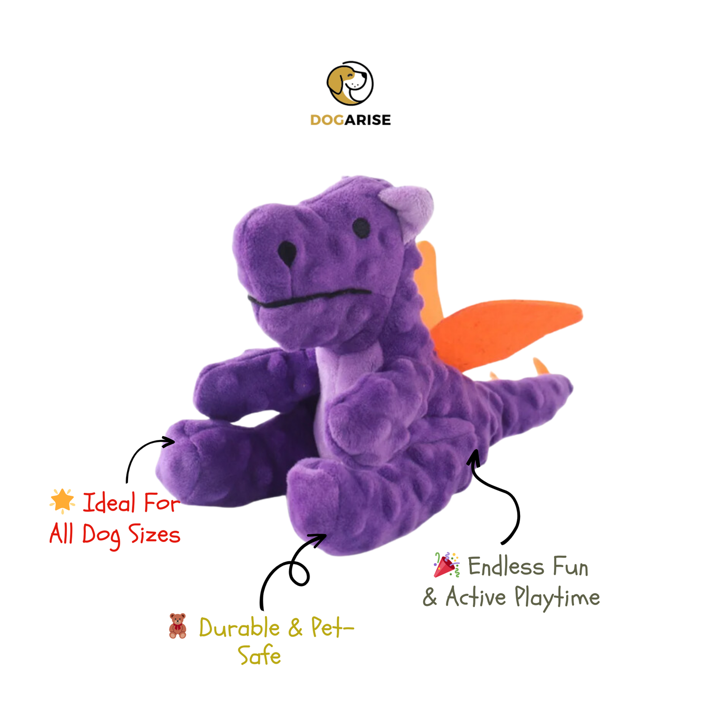 Dragon Plush: Squeaky, Colorful Dragon Toy for Dogs