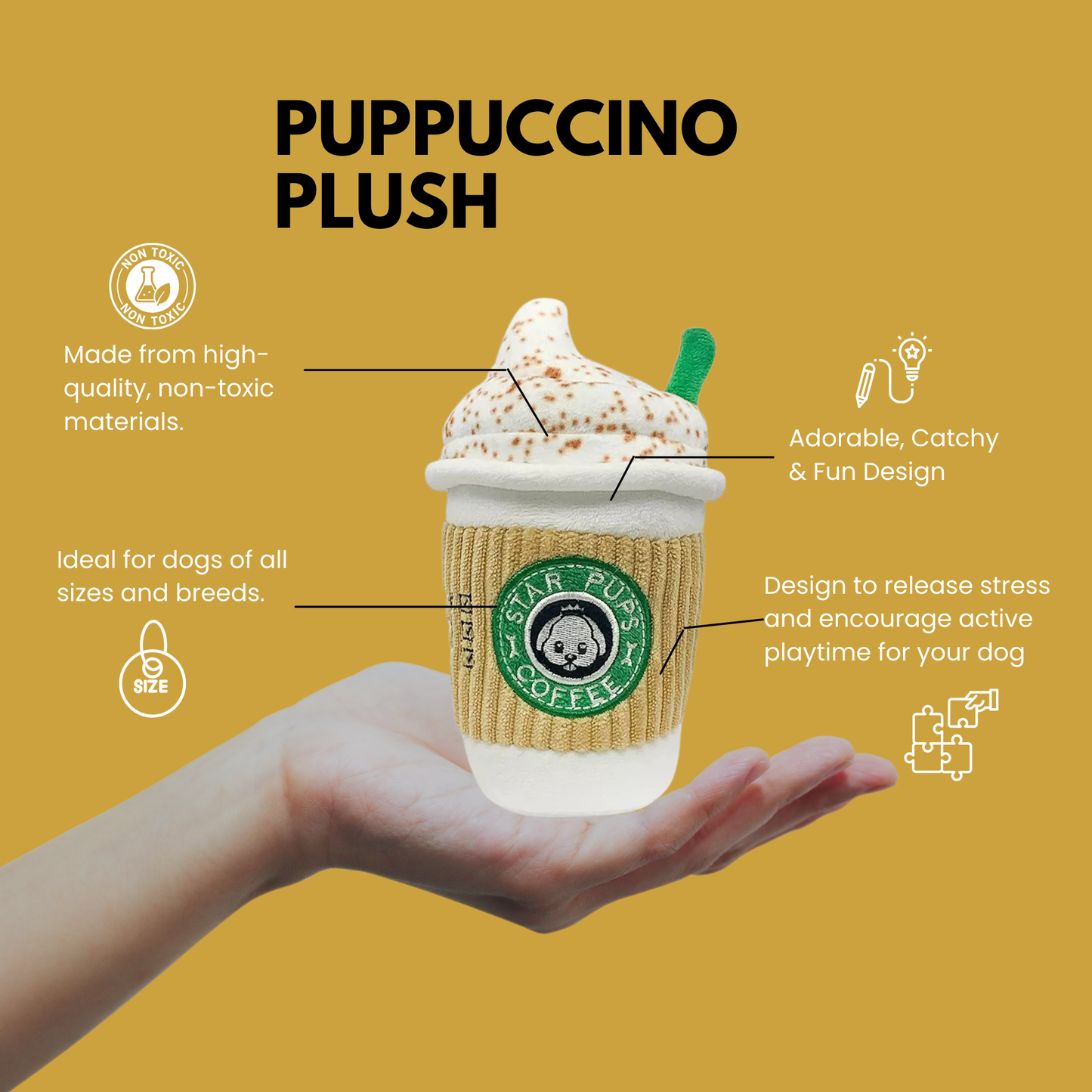 Puppuccino Plush: The Ultimate Latte-Inspired Squeaky Plush Toy for Dogs