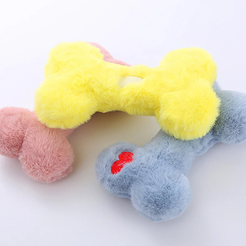 D-Bone Fleece Plush: Soft, Squeaky Bone Toy with Fleece Exterior For Dogs