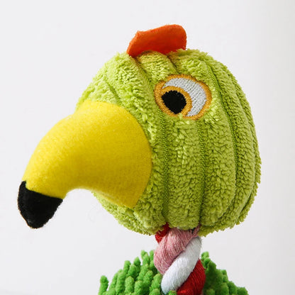 Parrot Plush: Colorful Squeaky Parrot Dog Toy with Rope Legs