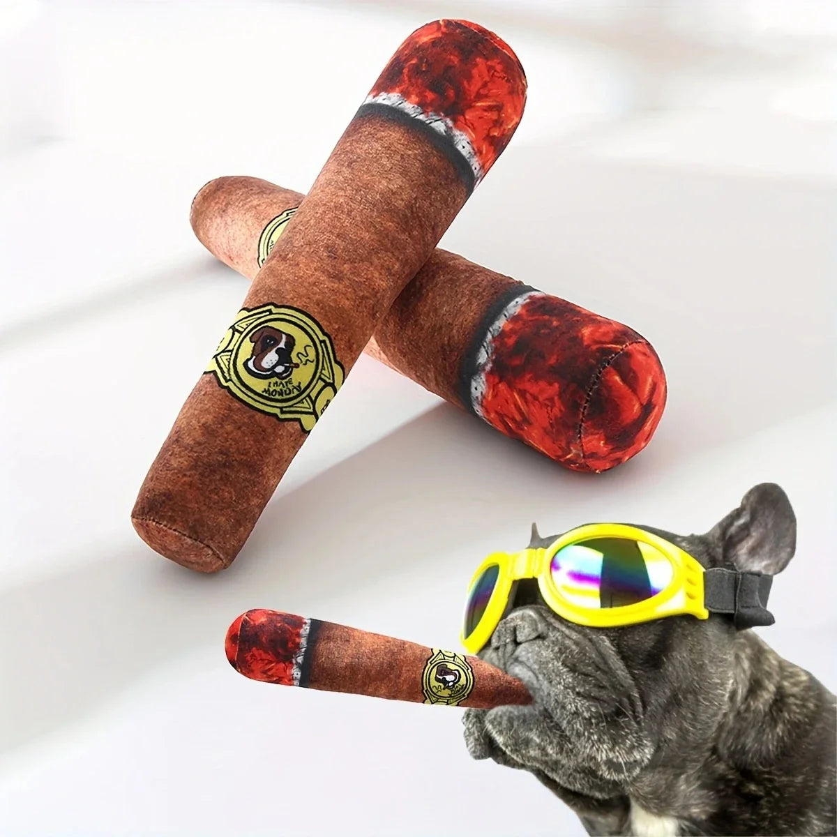 Cuban Cigar Plush Toy: Cigar Look-a-Like, Squeaky, Fun Dog Chew Toy