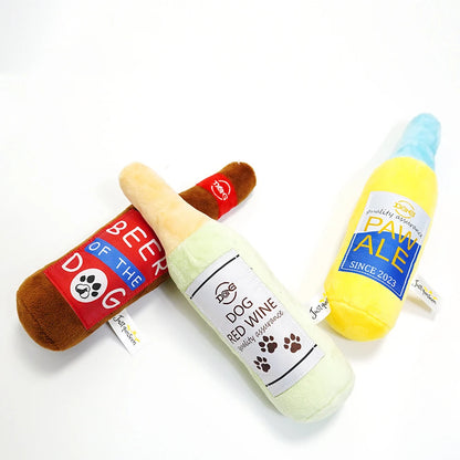 Beer Bottle Plush: Squeaky Fun Parody Toy for Playful Pups