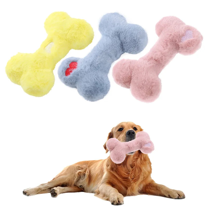 D-Bone Fleece Plush: Soft, Squeaky Bone Toy with Fleece Exterior For Dogs