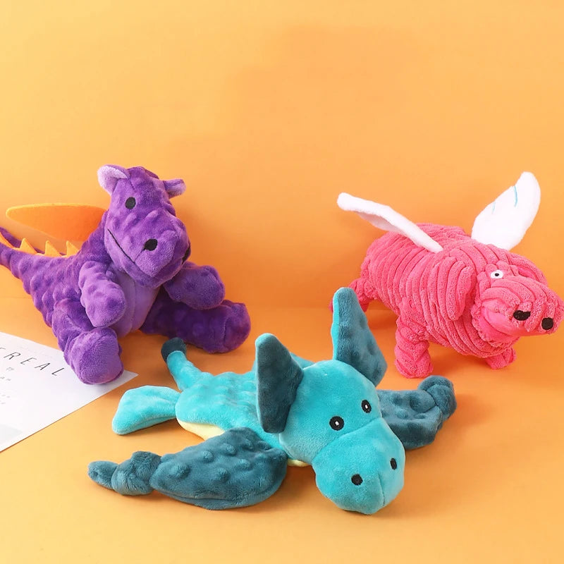 Dragon Plush: Squeaky, Colorful Dragon Toy for Dogs